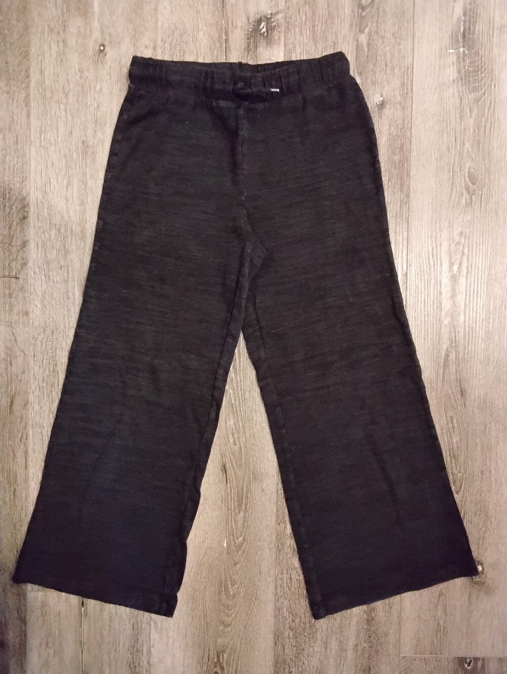 Kid's Black Elastic-Waist Casual Wide Leg Pants
